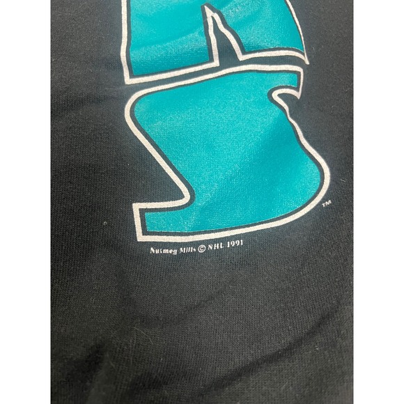 Vintage 1991 San Jose Sharks Nutmeg Mills Sweatpants Mens XL Black NHL Joggers - Picture 3 of 5